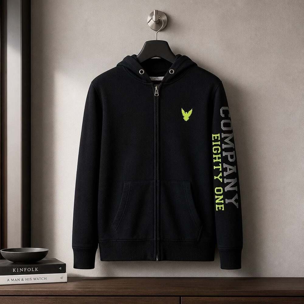 Company 81 Boys Full-Zip Black Graphic Sleeve Hoodie Size 18/20 #B31